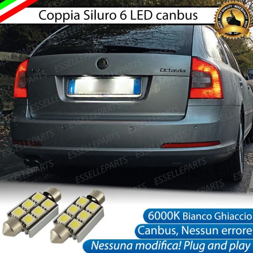 Luci Targa 6 LED Canbus 6000K per SKODA OCTAVIA II