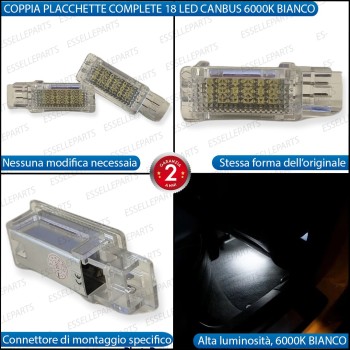 Coppia Placchette Vano Piedi POSTERIORE LED 6000K CANBUS per MERCEDES CLASSE A W176