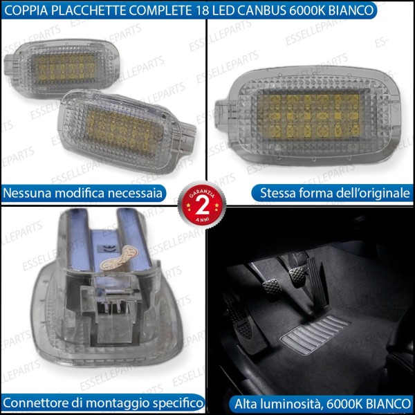 Conversione Placchette Vano Piedi ANTERIORE E POSTERIORE LED 6000K MERCEDES CLA W118