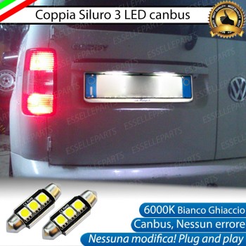 Coppia lampade siluro 3 LED Luci Targa Canbus 6000K per VW Caddy MK3 Restyling
