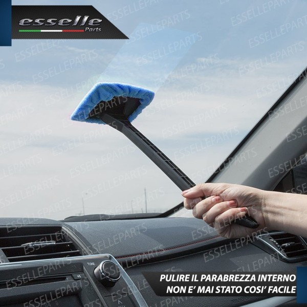 Asta con Panno in Microfibra per lavaggio parabrezza interno e vetri Antialoni e Anti Graffio