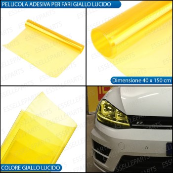 Pellicola Adesiva Giallo Lucido per Fari Auto Moto 40 X 150 Cm Pellicola Adesiva Giallo Lucido per Fari Auto Moto 40 X 150 Cm