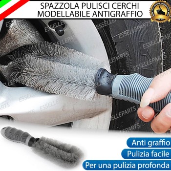 SPAZZOLA LAVA CERCHI IN LEGA ANTI GRAFFIO MODELLABILE CON MANICO ERGONOMICO PER AUTO
