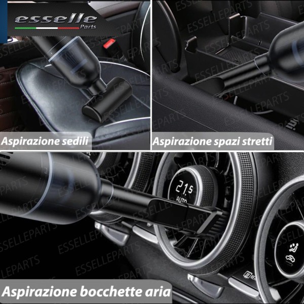 ASPIRAPOLVERE SENZA FILI PER AUTO RICARICABILE DA 120 W BATTERIA INCLUSA 2000 mAh