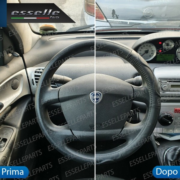 Coprivolante Tondo Effetto Pelle Nero Antiscivolo Ergonomico per Auto