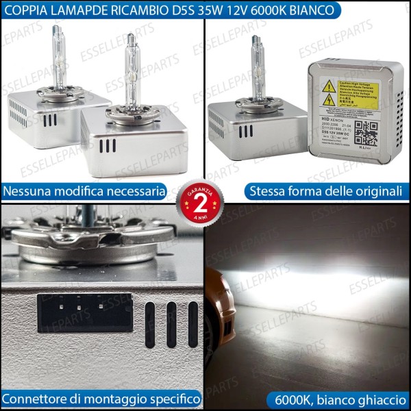 Coppia lampade di ricambio D5S 35W 6000K luce bianco ghiaccio Xenon OPEL CORSA E