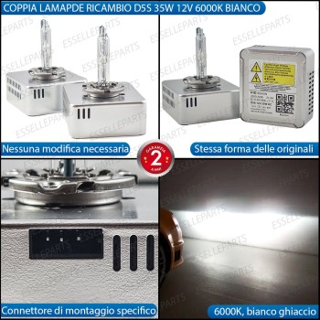 Coppia lampade di ricambio D5S 35W 6000K luce bianco ghiaccio Xenon PER FIAT TIPO