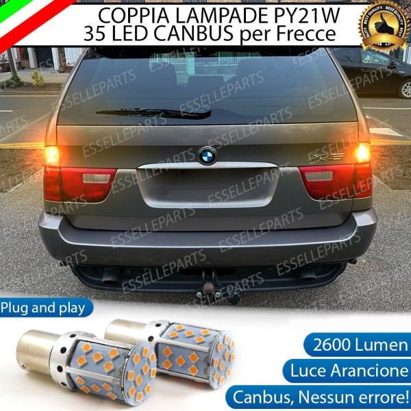 Coppia Frecce Posteriori PY21W 35 LED Canbus BMW X5 E53 con frecce Trasparenti