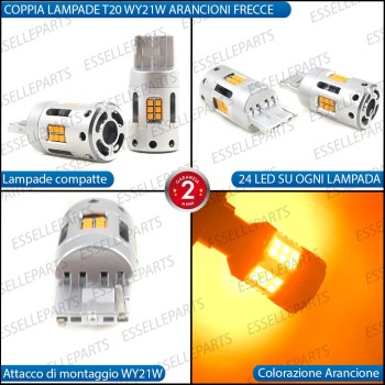 Coppia Lampade T20 WY21W 24 LED CANBUS 3.0 PER FRECCE DIREZIONALI ANTERIORI CITROEN C-ZERO