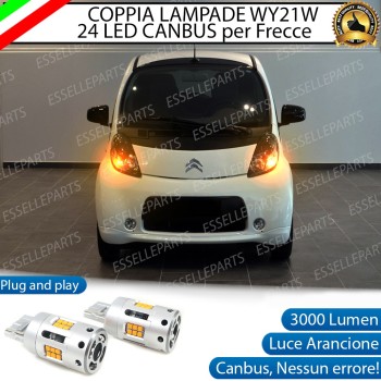 Coppia Lampade T20 WY21W 24 LED CANBUS 3.0 PER FRECCE DIREZIONALI ANTERIORI CITROEN C-ZERO