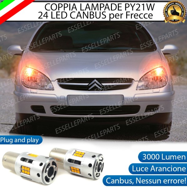 Coppia Frecce Anteriori PY21W 24 LED Canbus 3.0 per CITROEN C5 I