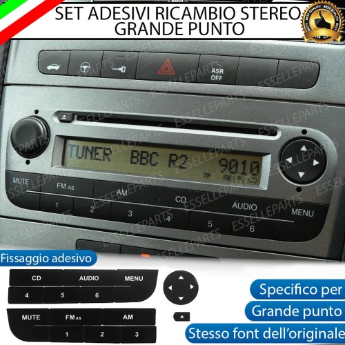 SET RICAMBIO ADESIVO TASTI AUTORADIO PER FIAT GRANDE PUNTO