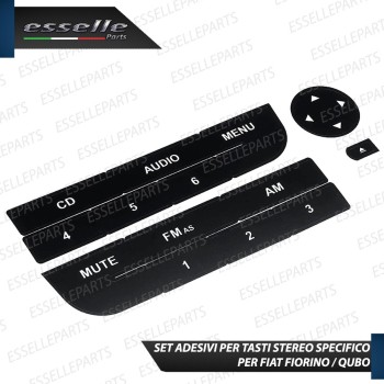 SET RICAMBIO PER TASTI AUTORADIO STEREO ORIGINALE PER FIAT QUBO ADESIVI