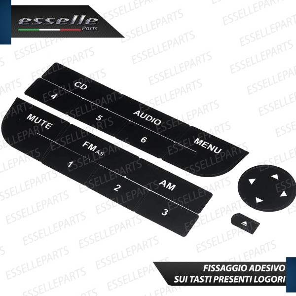 SET RICAMBIO PER TASTI AUTORADIO STEREO ORIGINALE PER FIAT QUBO ADESIVI