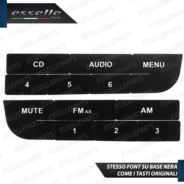 SET RICAMBIO PER TASTI AUTORADIO STEREO ORIGINALE PER FIAT FIORINO III ADESIVI