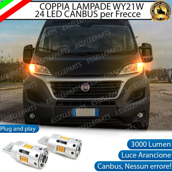 Coppia Lampade T20 WY21W 24 LED CANBUS 3.0 PER FRECCE DIREZIONALI ANTERIORI FIAT DUCATO III RESTYLING