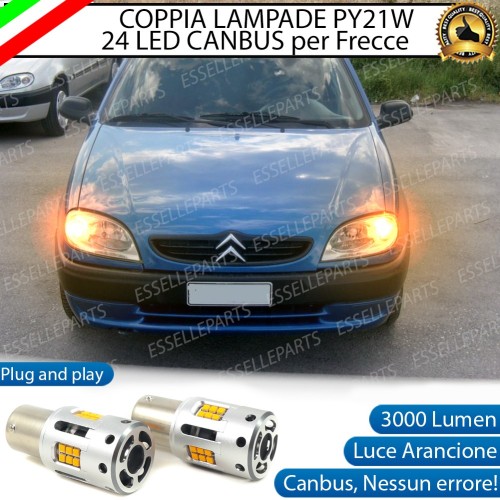 Coppia Frecce Anteriori PY21W 24 LED Canbus 3.0 per CITROEN SAXO