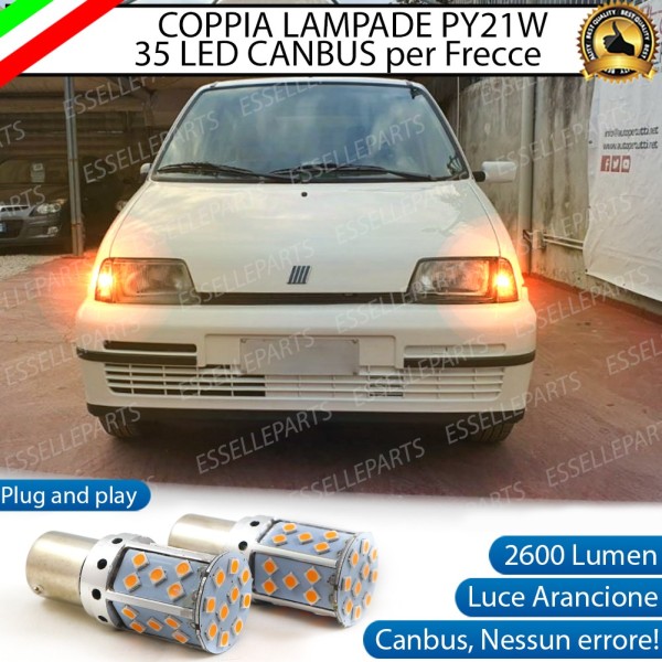 Coppia Frecce Anteriori PY21W 35 LED Canbus FIAT CINQUECENTO con Plastica Trasparente
