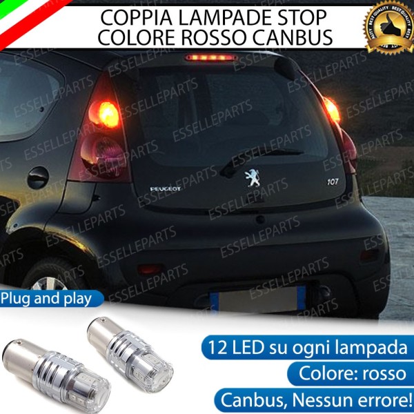 Coppia Lampade LED BAY15D Stop / Posizione Posteriori per PEUGEOT 107
