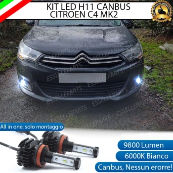 Kit Full LED Fendinebbia H11 9800 Lumen 6000K bianco per CITROEN C4 MK2 PRE-RESTYLING