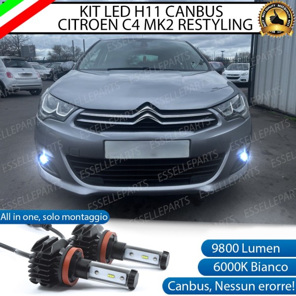 Kit Full LED Fendinebbia H11 9800 Lumen 6000K bianco per CITROEN C4 MK2 RESTYLING