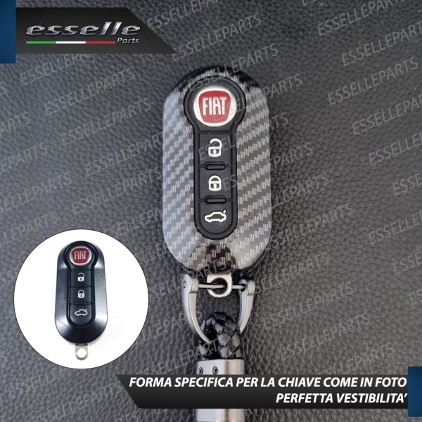 Cover - CARBON LOOK - in Plastica Rigida di protezione per chiave FIAT BRAVO II