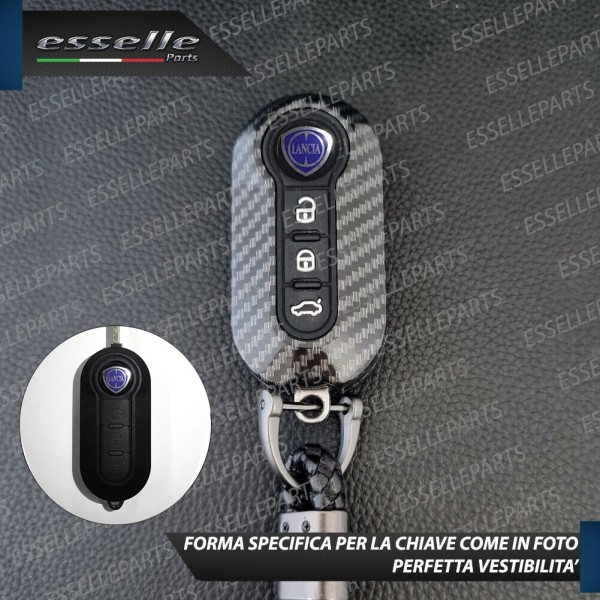 Cover - CARBON LOOK - in Plastica Rigida di protezione per chiave LANCIA DELTA III