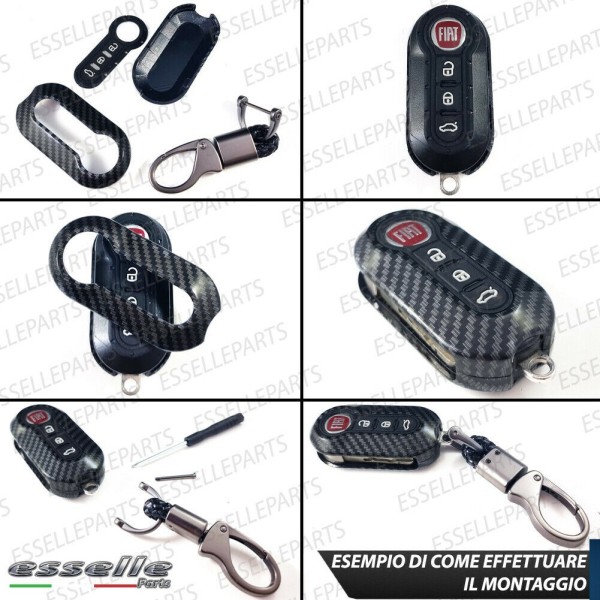 Cover - CARBON LOOK - in Plastica Rigida di protezione per chiave LANCIA DELTA III