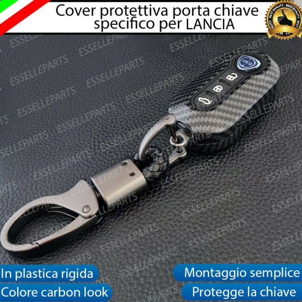 Cover - CARBON LOOK - in Plastica Rigida di protezione per chiave LANCIA MUSA RESTYLING