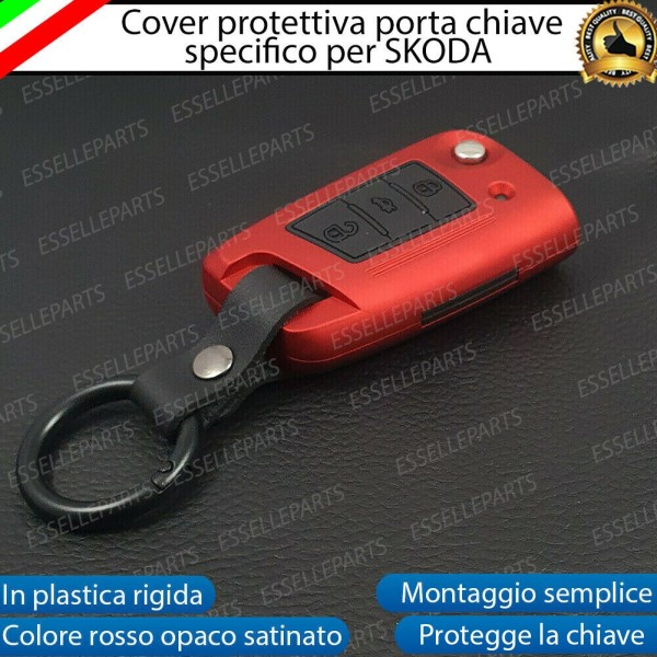 Cover - ROSSO SATINATO - in Plastica Rigida di protezione per chiave SKODA Octavia 3 5E