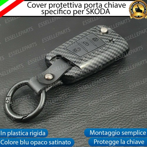 Cover - CARBON LOOK - in Plastica Rigida di protezione per chiave SKODA Superb 3