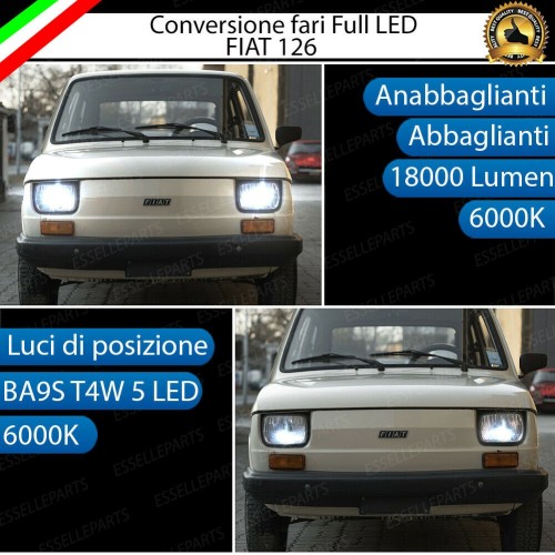 Conversione Fari Full LED 6000k canbus FIAT 126 Luce Bianca No Error