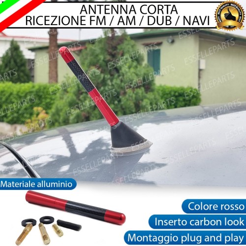 Antenna Corta 12cm - ROSSO - con finitura in Carbon Look