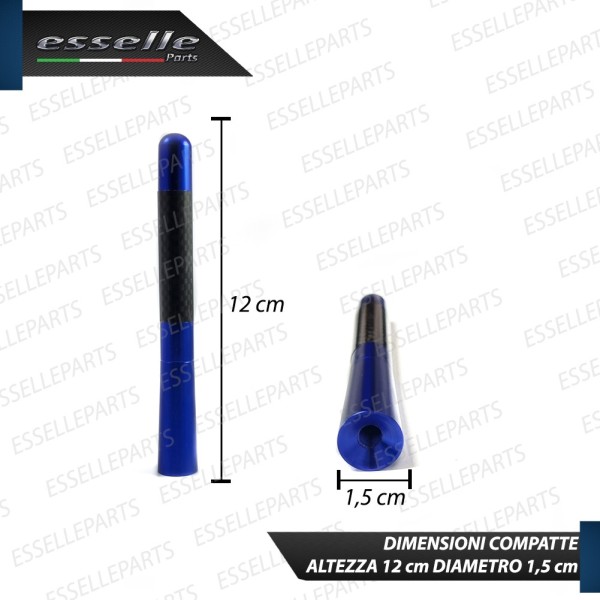 Antenna Corta 12cm - BLU - con finitura in Carbon Look