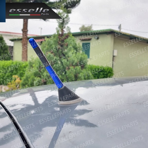 Antenna Corta 12cm - BLU - con finitura in Carbon Look