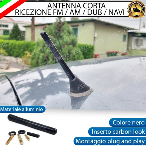 Antenna Corta 12cm - NERO - con finitura in Carbon Look