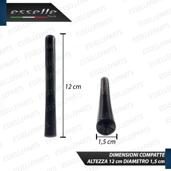 Antenna Corta 12cm - NERO - con finitura in Carbon Look
