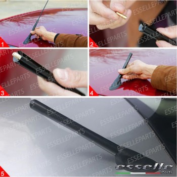 Antenna Corta 12cm - NERO - con finitura in Carbon Look