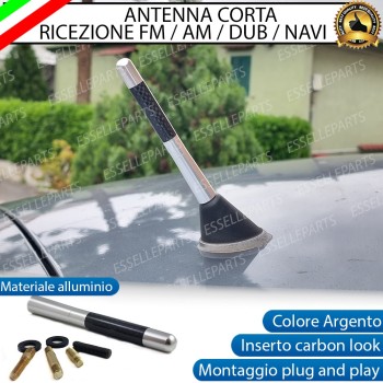Antenna Corta 12cm - ARGENTO - con finitura in Carbon Look