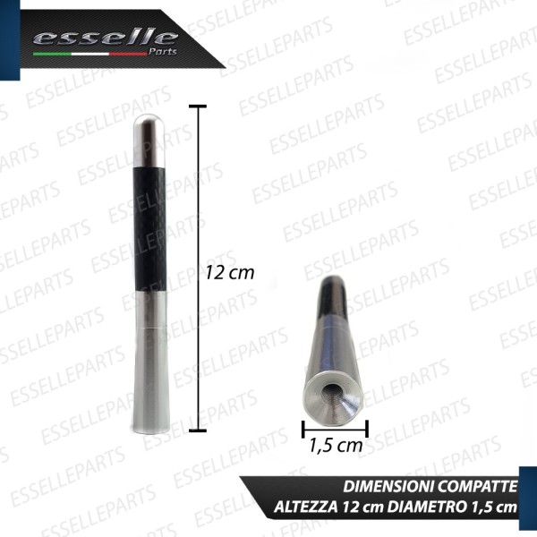 Antenna Corta 12cm - ARGENTO - con finitura in Carbon Look
