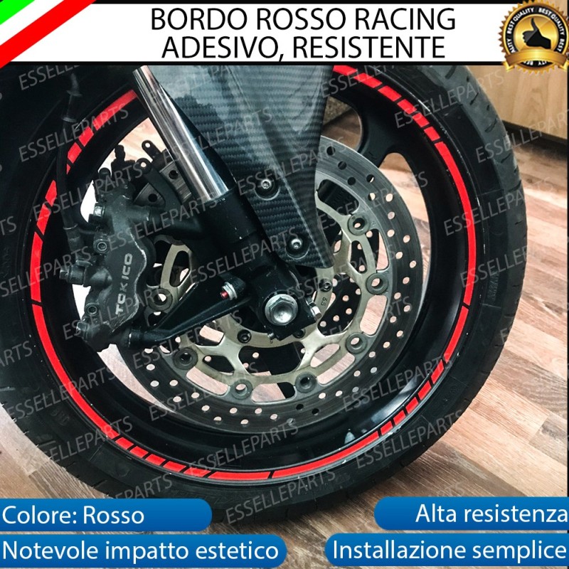 Bordo DESIGN RACE ROSSO adesivo per ruote rimblades profilo copertura  moto,motorini,scooter APRILIA
