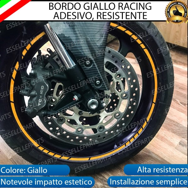 Bordo DESIGN RACE GIALLO adesivo per ruote moto,motorini,scooter MOTO GUZZI