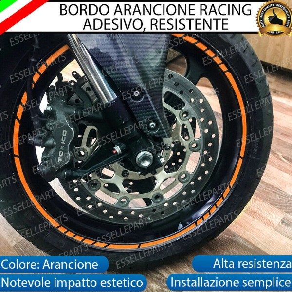 Bordo DESIGN RACE ARANCIONE adesivo per ruote moto,motorini,scooter KAWASAKI