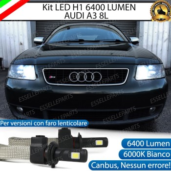 Kit Full LED H1 Anabbaglianti 6400 Lumen 6000K bianco AUDI A3 8L con fari lenticolari