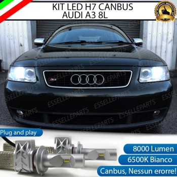 Kit Full LED H7 8000 Lumen 6000K bianco Abbaglianti AUDI A3 8L con fari lenticolari
