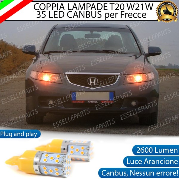 Coppia Lampade T20 WY21W 35 LED CANBUS PER FRECCE DIREZIONALI Anteriori PER HONDA ACCORD 7G