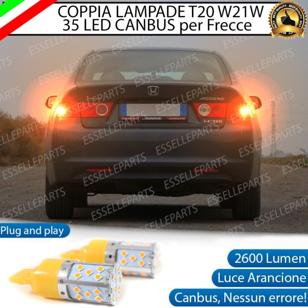 Coppia Lampade T20 WY21W 35 LED CANBUS PER FRECCE DIREZIONALI POSTERIORI PER HONDA ACCORD 7G
