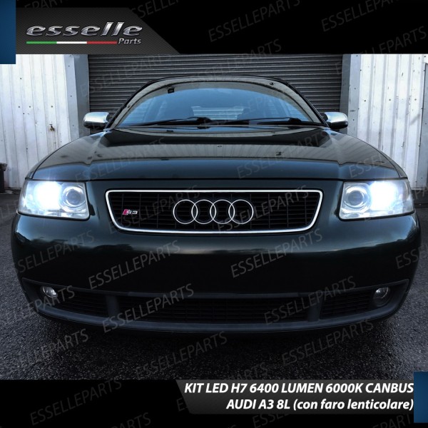 Conversione Fari Full LED 6400LM + 6400LM + 330LM AUDI A3 8L con fari lenticolari