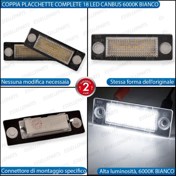 Placchette Complete da 18 LED per Luci targa specifiche per SKODA SUPERB I