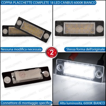 Placchette Complete da 18 LED per Luci targa specifiche per SKODA SUPERB I